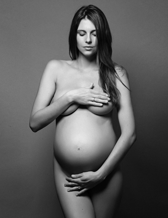 Timeless nude b&amp;w maternity portrait. NYC premier maternity photography studio.&nbsp;